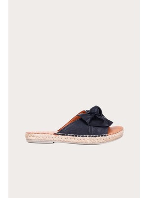 Bueno Shoes Siyah Deri Kadın Düz Terlik