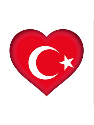 Sticker Fabrikası Kalp Türk Bayrağı Türkiye Ay Yıldız Çıkartma Sticker 00970