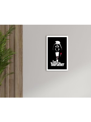Bk Gift Godfather Baba Tasarımlı Dekoratif Ahşap Beyaz Çerçeveli Tablo-23