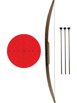 Ahtek Doğal Ahşap Ok Yay Hedef Seti, 1 Adet Yay + 3 Adet Ok + Hedef oyuncak