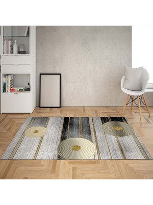 Bona Fortuna Çember Desenli Dijital Baskı Yıkanabilir Kaymaz Taban Modern Salon Halısı ve Yolluk