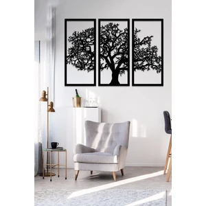 New Jargon - Üçlü Ağaç Tablo Duvar Oda Ev Aksesuarı Ahşap Tablo 73X50CM