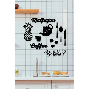 - Mutfağım Ananas Coffee Bi Kahve Duvar Oda Ev Aksesuarı Ahşap Tablo