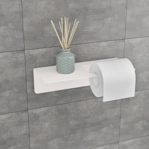 Metal Raflı Tuvalet Kağıdı Askısı Wc Kağıt Rulo Tutucu Telefon Raflı Tuvalet Kâğıtlıkları Beyaz