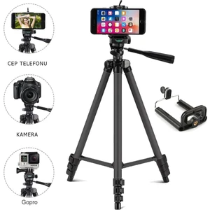 3120A Tripod Kamera Telefon Tutucu Ayarlanabilir Terazili 3 Ayaklı Tripod