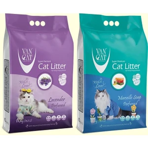 Van Cat Vancat Ince Tane Topaklanan Kedi Kumu Lavanta 10 kg + Marsilya 10 kg