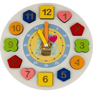 Geometrik Yapboz Oyuncak Ahşap Saat