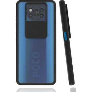 ZORE Xiaomi Poco X3 Kılıf  Lensi Sürgülü Kamera Koruyucu Kılıf Siyah
