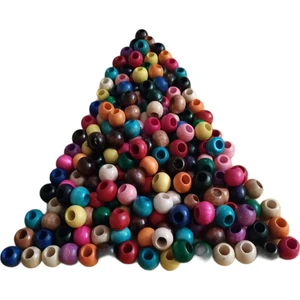 1 kg 10 mm Karışık Renkli Ahşap Boncuk ( ort 2700 adet )