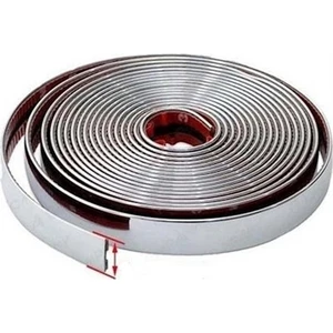 NKT GROUP Nokta 5 mm 3D Dekoratif Krom Nikelaj Şerit Çıta Panjur Şerit 3 Metre