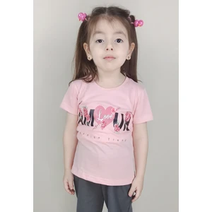 Kız Çocuk Pamuklu Pembe T-Shirt