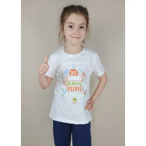 Kız Garson Pamuklu Beyaz T-Shirt