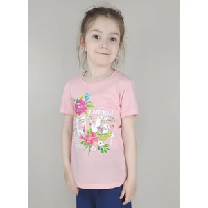 Kız Garson Pamuklu Pembe T-Shirt