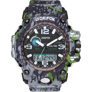 Joefox Erkek Kol Saati Dijital Analog Slikon Kordon 1235