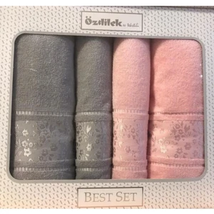 Camellia Gri-Pembe Best Havlu Set