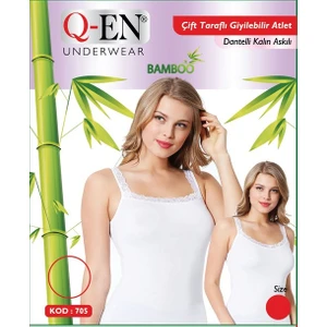 (Bambu) Güpürlü İp Askılı Atlet 705 Ekru