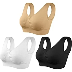 Norm Body Dikişsiz Pedli Sütyen Seti. 3 Renk Tek Pakette (Siyah-Beyaz-Ten )