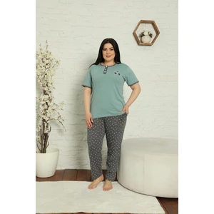 Kadın Kısa Kollu Cepli Yazlık Battal Beden Pijama Takımı