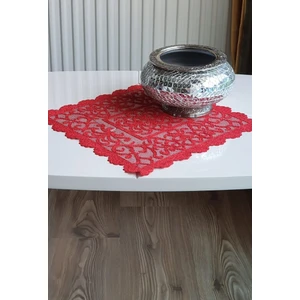 Osmanlı Desen Örme Peçete 6 Adet Kırmızı