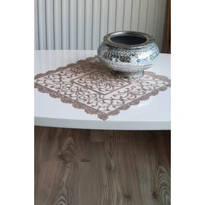 Osmanlı Desen Örme Peçete 6 Adet Kahverengi