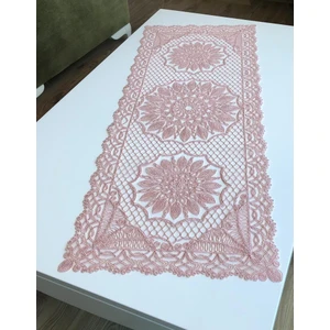 Petek Desen Anglez Kordone Nakışlı Tül Runner