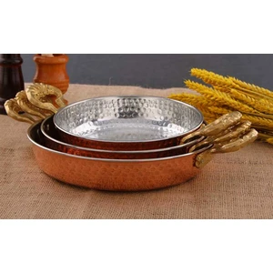 Bakır Yumurta Sahanı - Bakır Sahan Tava  3 Lü
