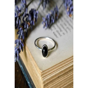 Nsa Silver Siyah Oniks Taşlı Gümüş Yüzük 925 Ayar Kadın Takı