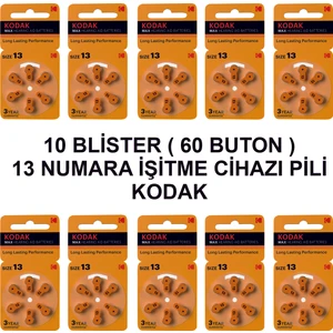 13 Numara 10 Paket Kodak Işitme Cihazı Pili