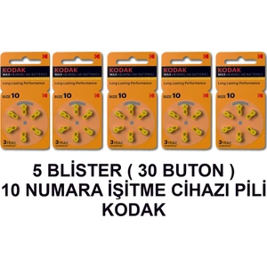 10 Numara 5 Paket Kodak Işitme Cihazı Pili