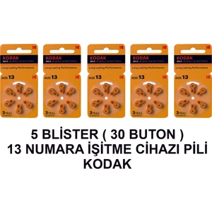 13 Numara 5 Paket Kodak Işitme Cihazı Pili