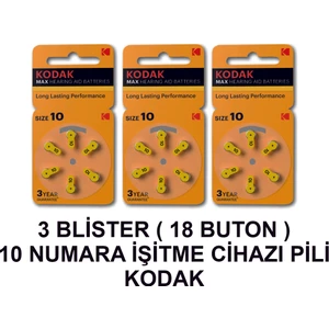 10 Numara 3 Paket Kodak Işitme Cihazı Pili