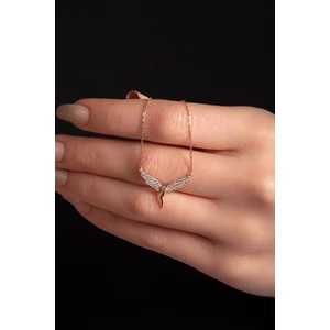 Zarif Silver Beyaz Zirkon Taşlı Melek Kanatlı Gümüş Kolye 925 Ayar