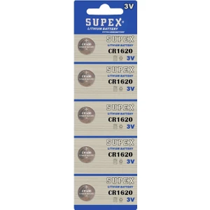 Pil Düğme 3V 1620 Lityum 5'li Paket Supex CR-1620
