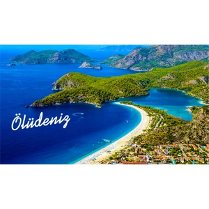 Buzdolabı Magneti Fethiye Ölüdeniz Doğa Temalı Ahşap Dikdörtgen 4x8 cm