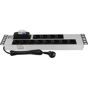 Connect 19" 2u 12'li Schuko Soketli Otomatik Sigorta Korumalı Alüminyum Rack Kabin Grup Prizi Pdu