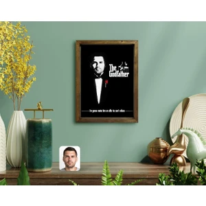 Kişiye Özel Godfather Baba Tasarımlı Doğal Masif Ahşap Çerçeveli Tablo-3