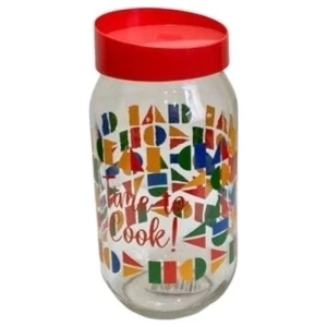 103599 Desenli Cam Kavanoz 1 Lt