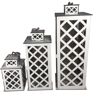 By Tuğçe Design 3'lü Ahşap Fener Mumluk Seti