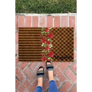 Buket Home Çizgili Dama Iç ve Dış Mekan Dekoratif Çok Amaçlı Kapı Önü Paspası