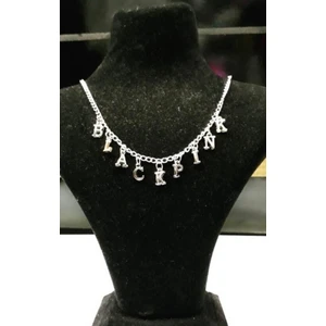 Alp Collection Gri Blackpink Yazılı Harfli 45 cm Zincirli Hediyelik Bayan Kolye
