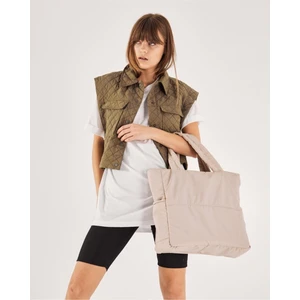 Kadın Kabartmalı Puf Kumaş Shopper Çanta