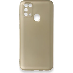 Samsung Galaxy M31 Kılıf Yumuşak Dokulu Silikon + Ekran Koruyucu Cam Gold
