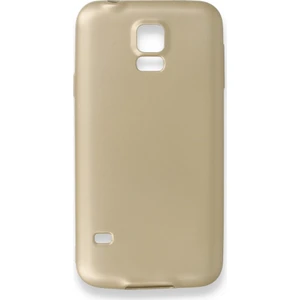 Samsung Galaxy S5 Kılıf Yumuşak Dokulu Silikon + Ekran Koruyucu Cam Gold