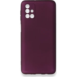 Dtech Samsung Galaxy M31S Kılıf Yumuşak Dokulu Silikon + Ekran Koruyucu Cam  Mürdüm