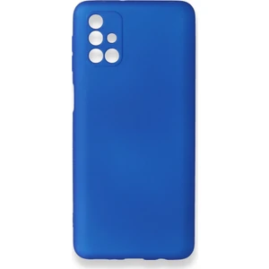 Samsung Galaxy M31S Kılıf Yumuşak Dokulu Silikon + Ekran Koruyucu Cam Mavi