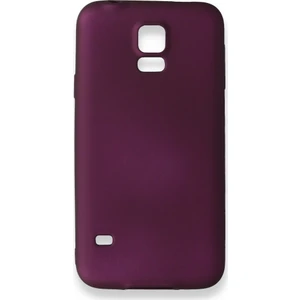 Samsung Galaxy S5 Kılıf Yumuşak Dokulu Silikon + Ekran Koruyucu Cam Mürdüm