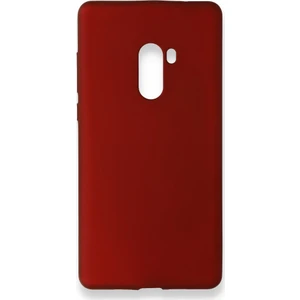 Xiaomi Mi Mix 2 Kılıf Yumuşak Dokulu Silikon + Ekran Koruyucu Cam Bordo