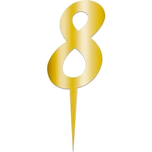 Süsle Bebek ve Parti Pleksi Rakam Pasta Süsü, 12,5cm x 5cm - 1 Adet Altın