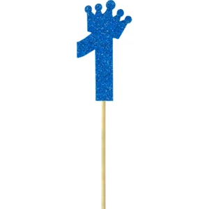 Süsle Bebek ve Parti Eva Simli Rakam Pasta Süsü, 19cm x 7,5cm - 1 Adet Mavi