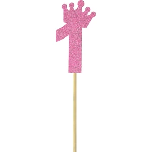 Süsle Bebek ve Parti Eva Simli Rakam Pasta Süsü, 19cm x 7,5cm - 1 Adet Pembe